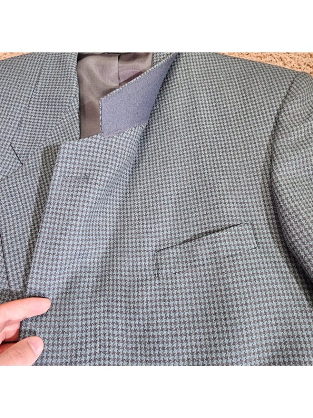Vintage Pierre Cardin Wool Blazer Jacket Mens 42R Green Gray Man in Wool 80s - Picture 10 of 13